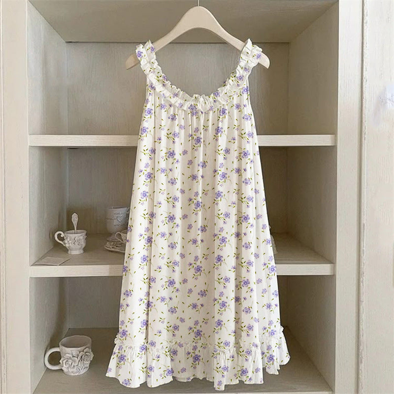 3D Digital Print Pastoral-style Womens Strap Lace Dress