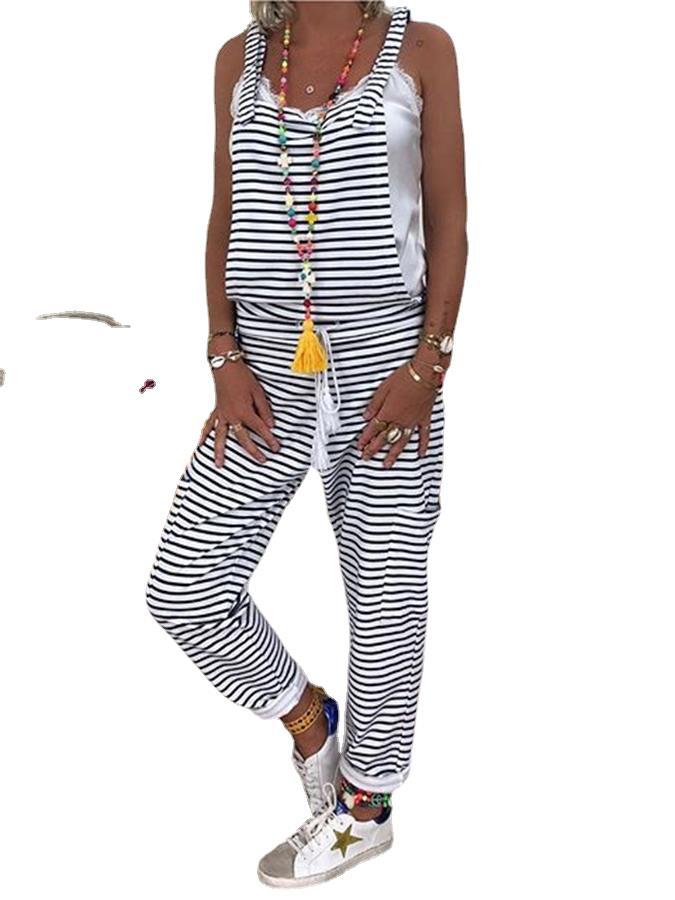 Women's Casual Striped Large Suspenders