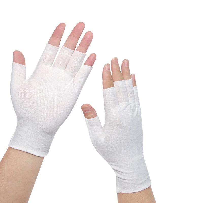 Exposed Five-finger White Cotton Gloves Half-finger And Breathable Sweat-absorbent Thin