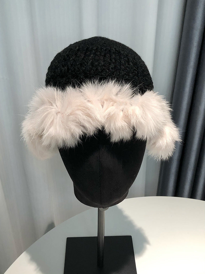 Women's Hollow Knitted Fisherman Rabbit Fur Hat