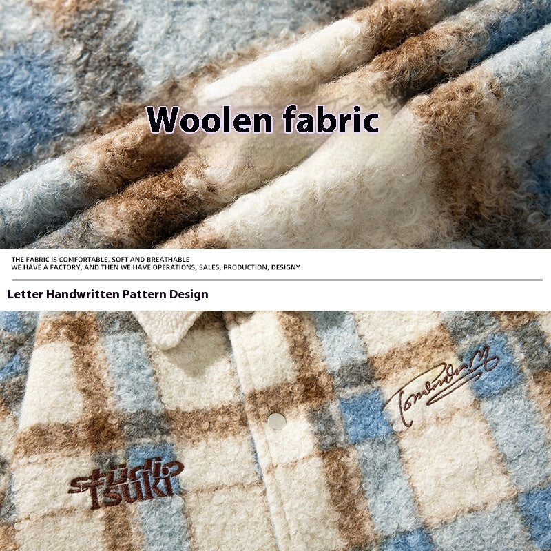 Heavy Retro Multi-colored Stripe Cotton-padded Woolen Coat