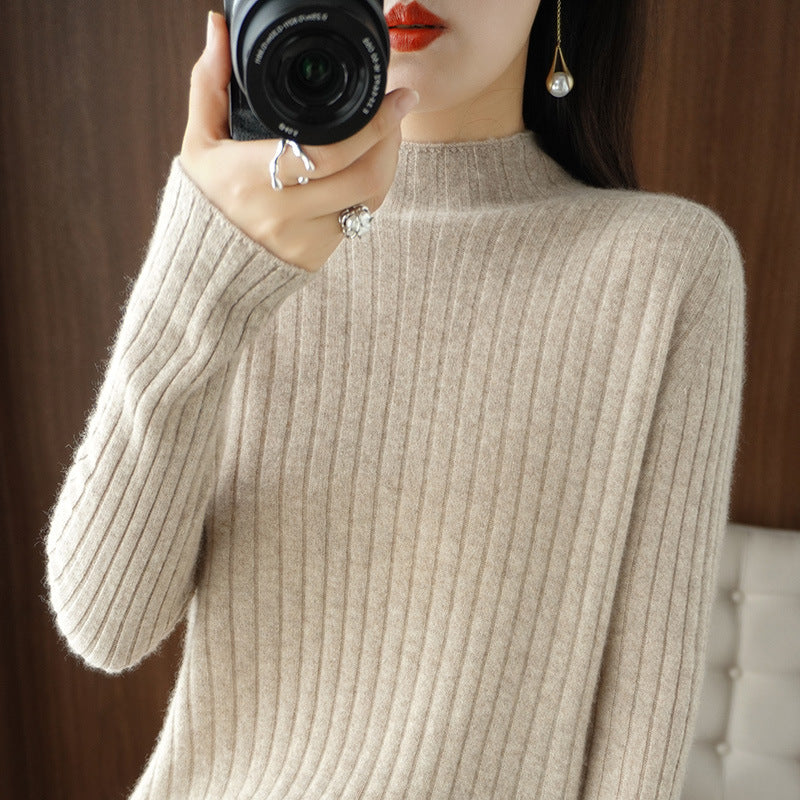 Simple Autumn And Winter Half-high Collar Bottoming Shirt Women's Sweater