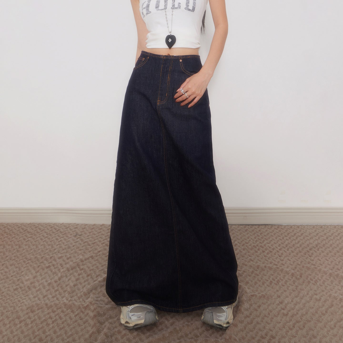 Summer New Arrival American-Style Retro High-Waist Straight Pencil Skirt
