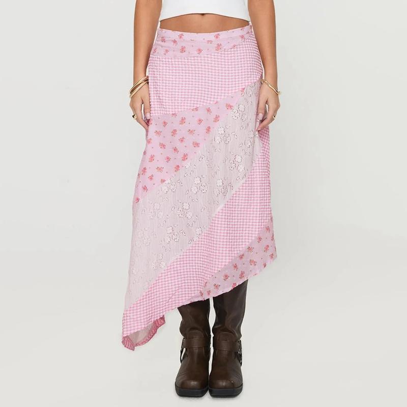 Retro Low Waist Floral Print Skirt