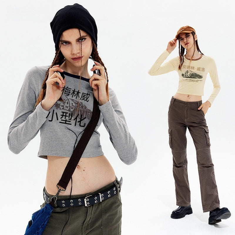 American Retro Simple Atmosphere Long Sleeve Bottoming Shirt Slim Fit