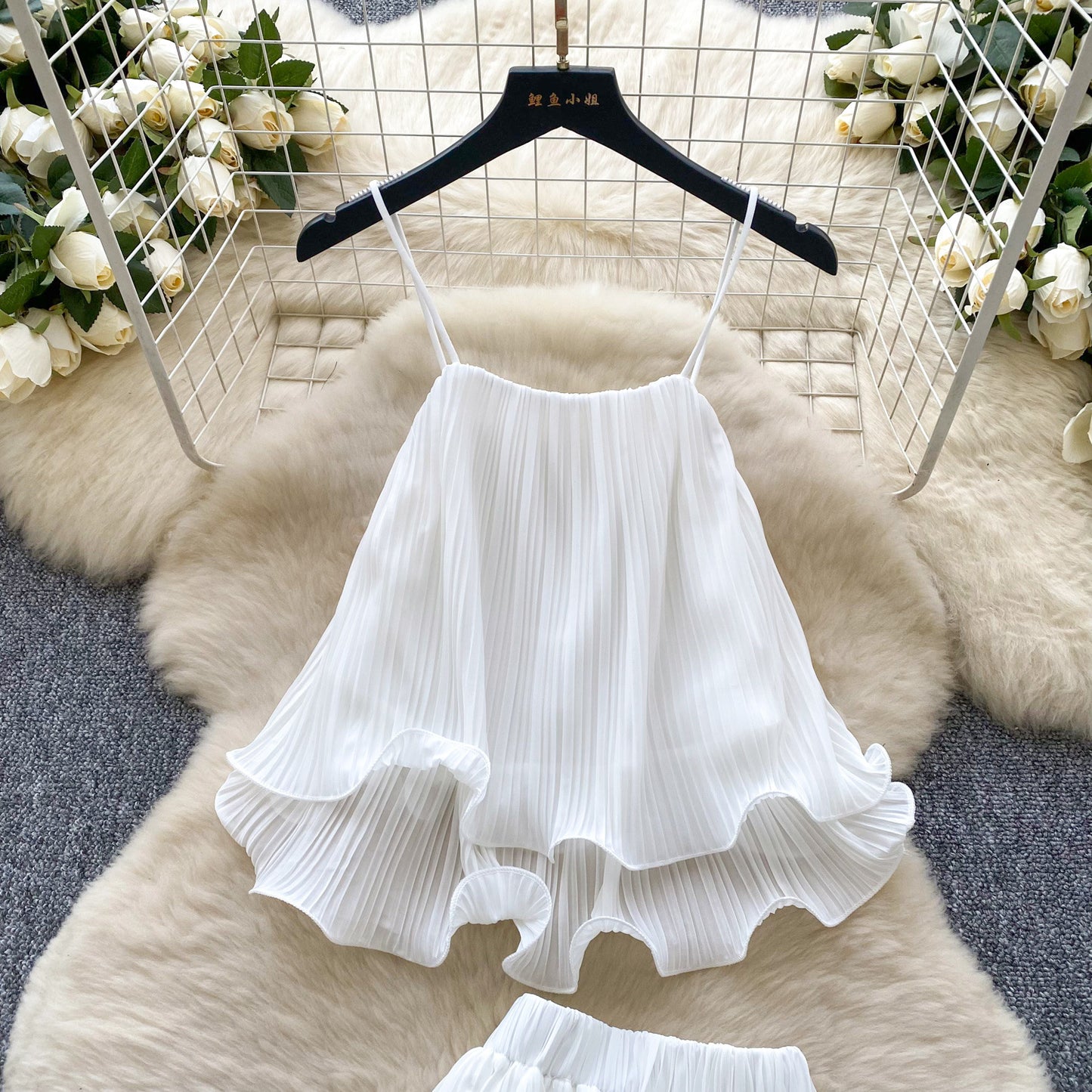 Fairy Holiday Set Camisole Top High-Waisted Ruffle-Pleated Skirt