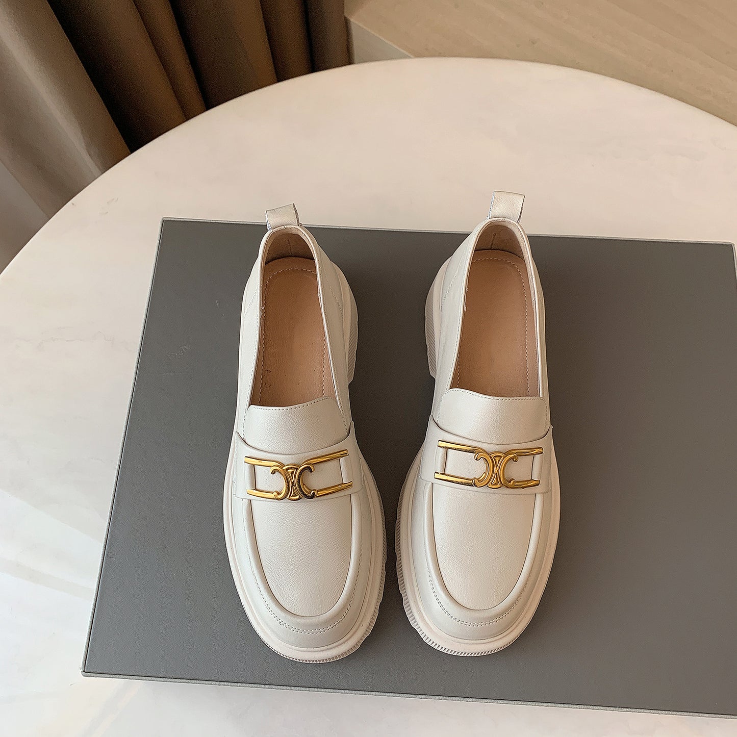 Mirror Top Layer Cowhide Loafers Women's Autumn New Leather