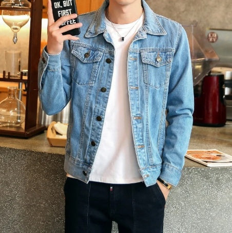 Denim jacket men's couple motorcycle jacket