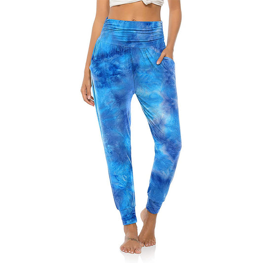 Pants With Pattern Pockets Casual High-waisted Leggings Color Loose Casual Leggings