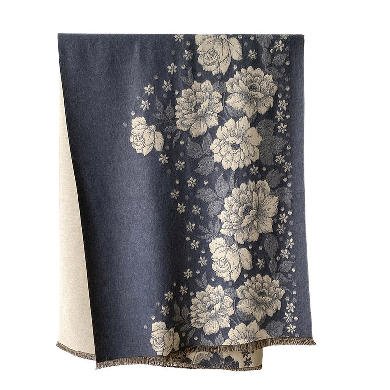 Flower Print National Style Scarf Lady Temperament Simple
