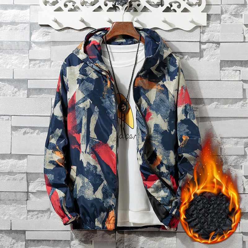 Hooded Jacket Men's Casual Jacket Plus Cotton Padded Coat
