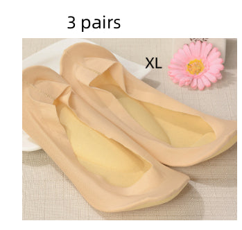 3D Arch Foot Massage Health Care Women Summer Socks Ice Silk Socks Shallow Mouth Silica Gel Invisible Slippers Feet Care