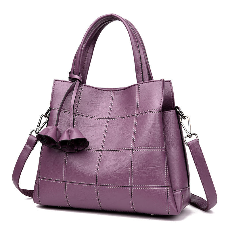 Fashion All-match Soft Leather Three-layer Large-capacity Shoulder Bag