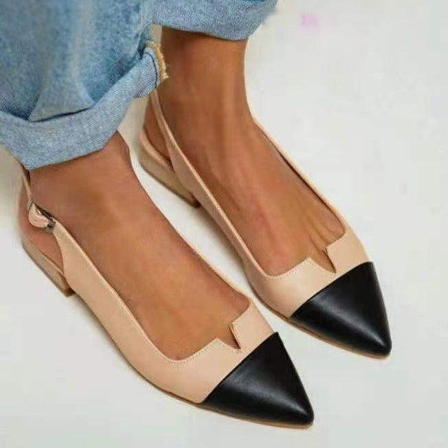 Spring Summer New Women's Shoes Pointed Flat Bottom Pumps Color Matching Low Heel Shoes