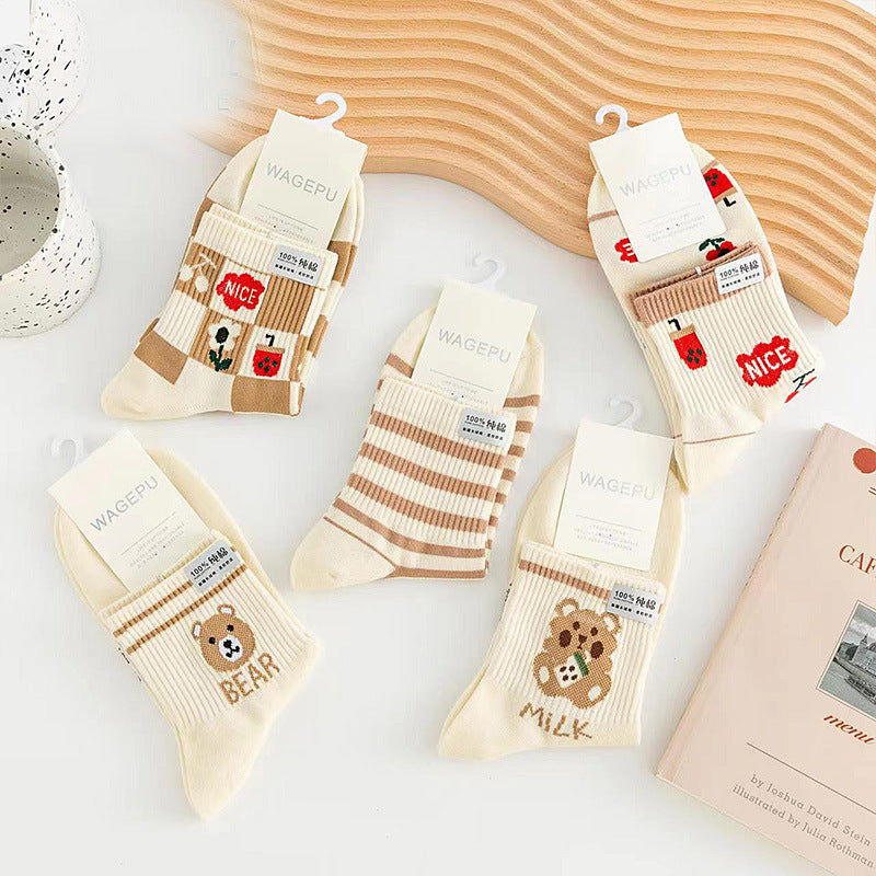 Cartoon Bear Ins Three-dimensional Flower Tulip Stockings Female