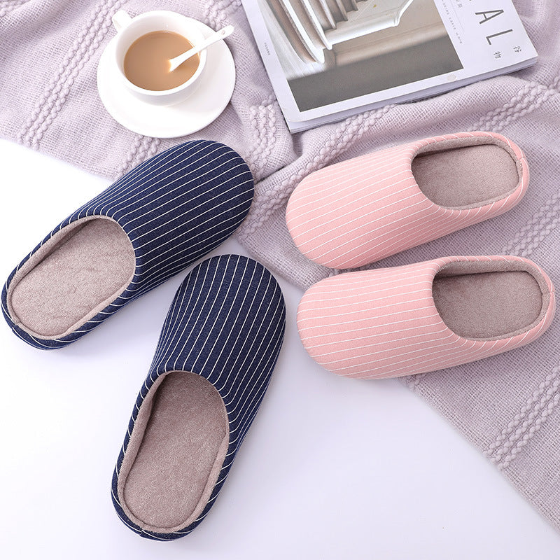 Autumn And Winter Warm Indoor Soft Shoes Couple Non-slip Home Slippers