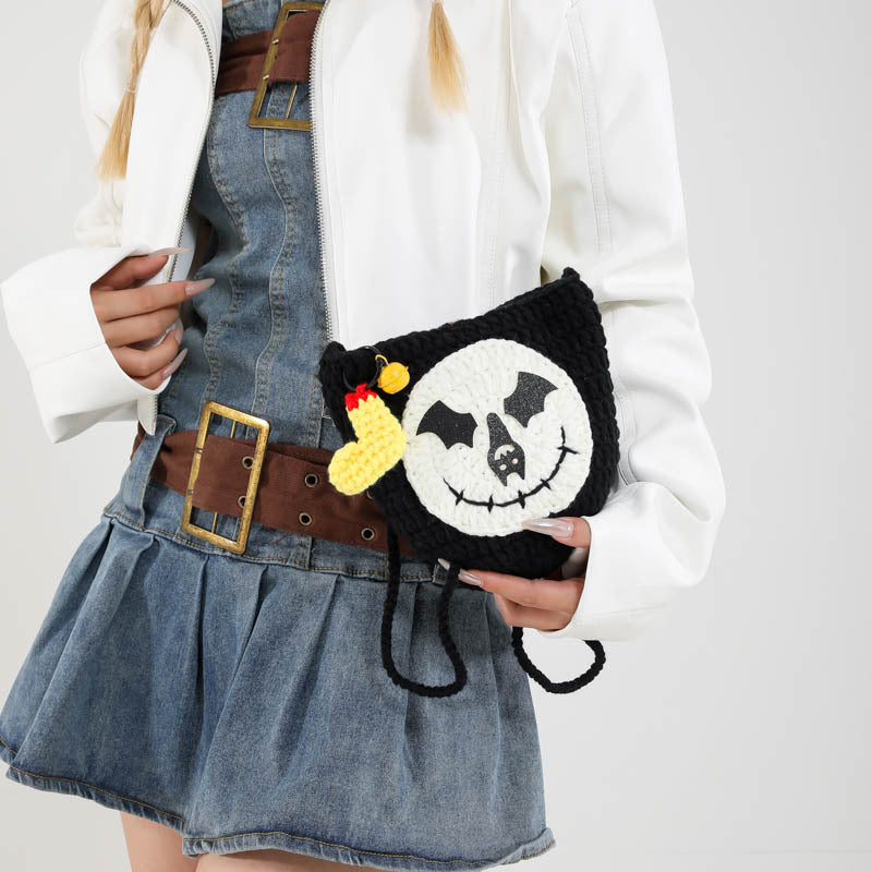 Handmade Wool Funny Bat Woven Shoulder Messenger Bag