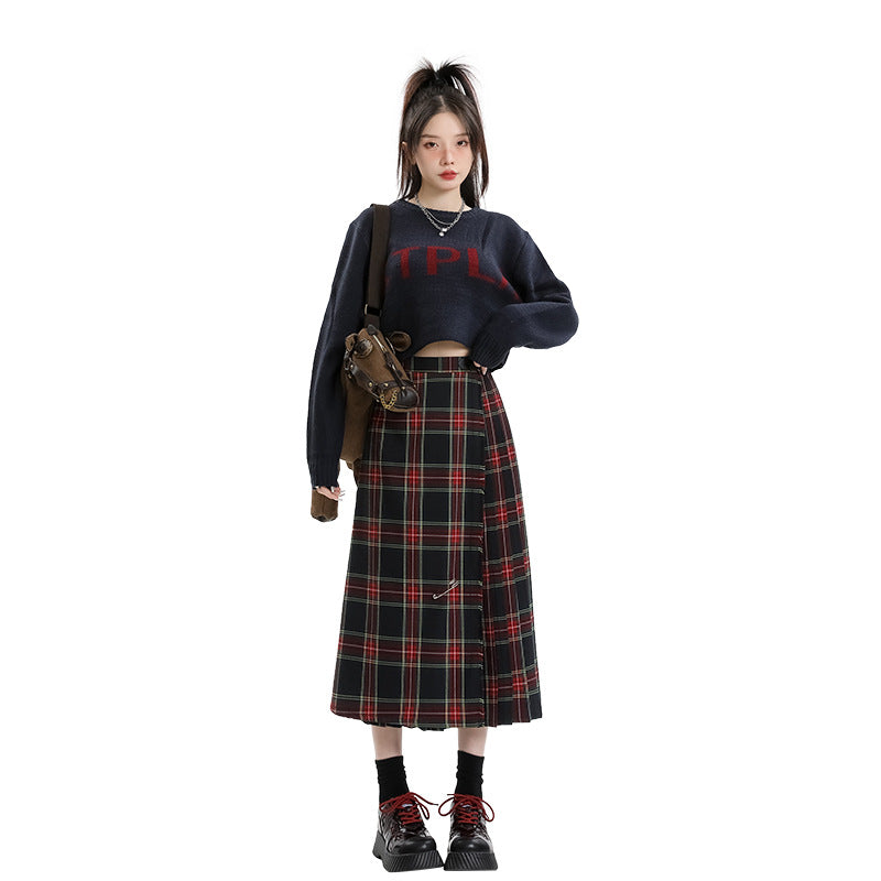 Design High Waist A- Line Slimming Mid-length Casual Skirt