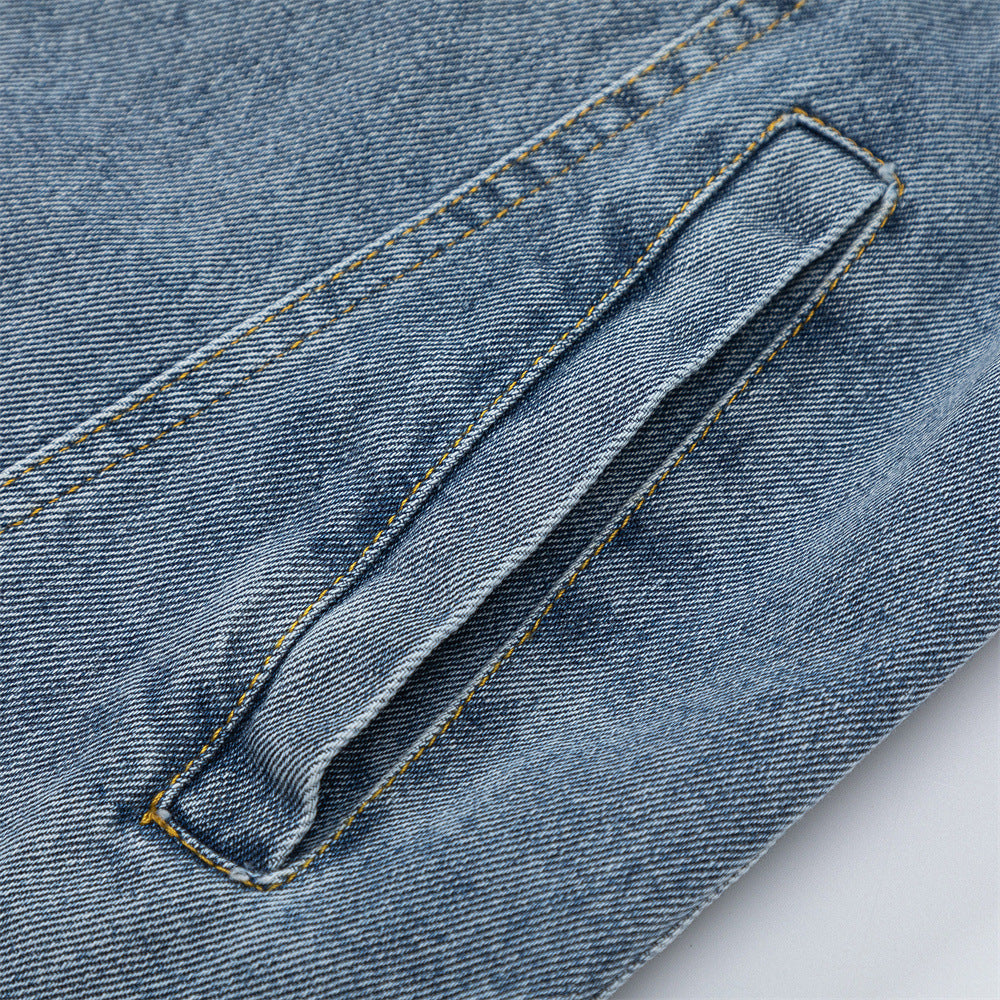 American High Street Letter Embroidery Denim Clothes Jacket