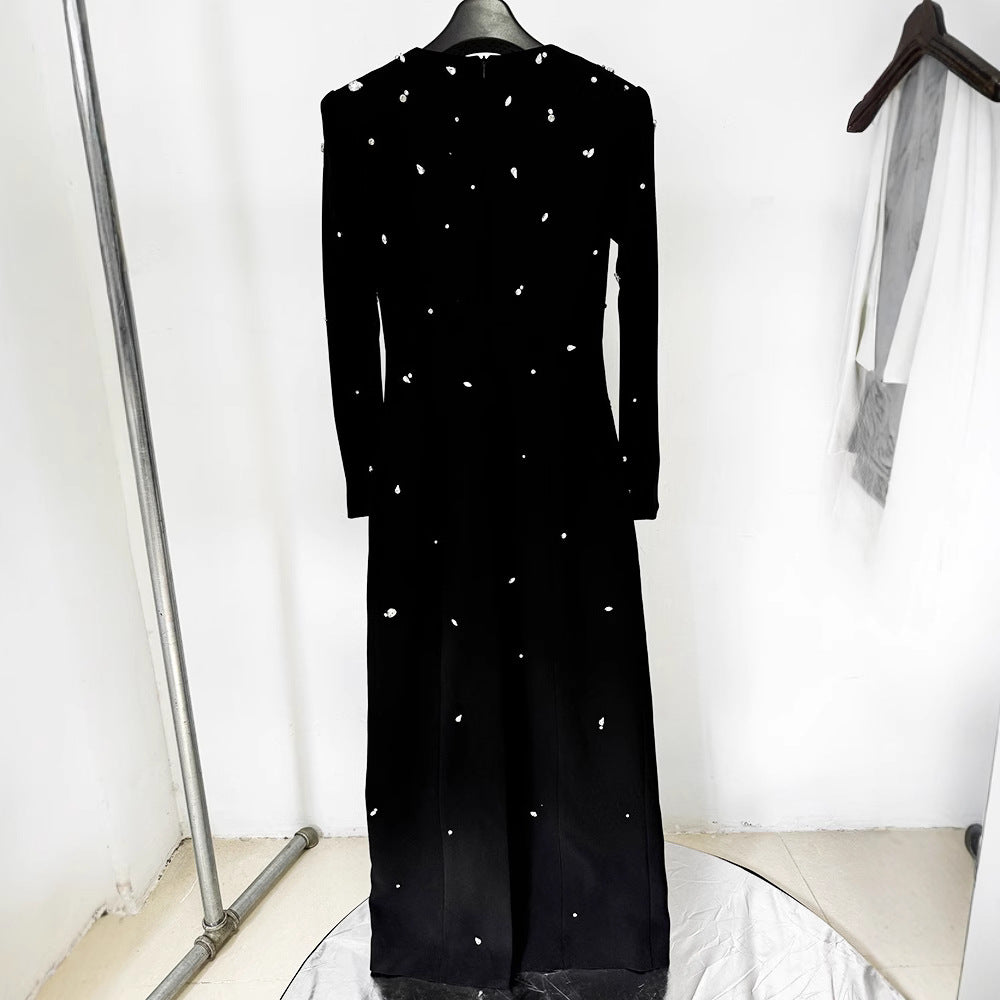 Elegant Sophisticated Long-sleeve Maxi Dress
