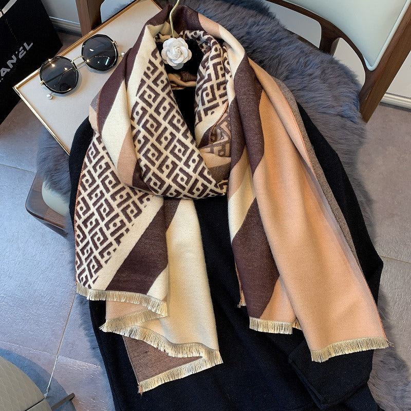 Students wear a shawl outside wool cloak