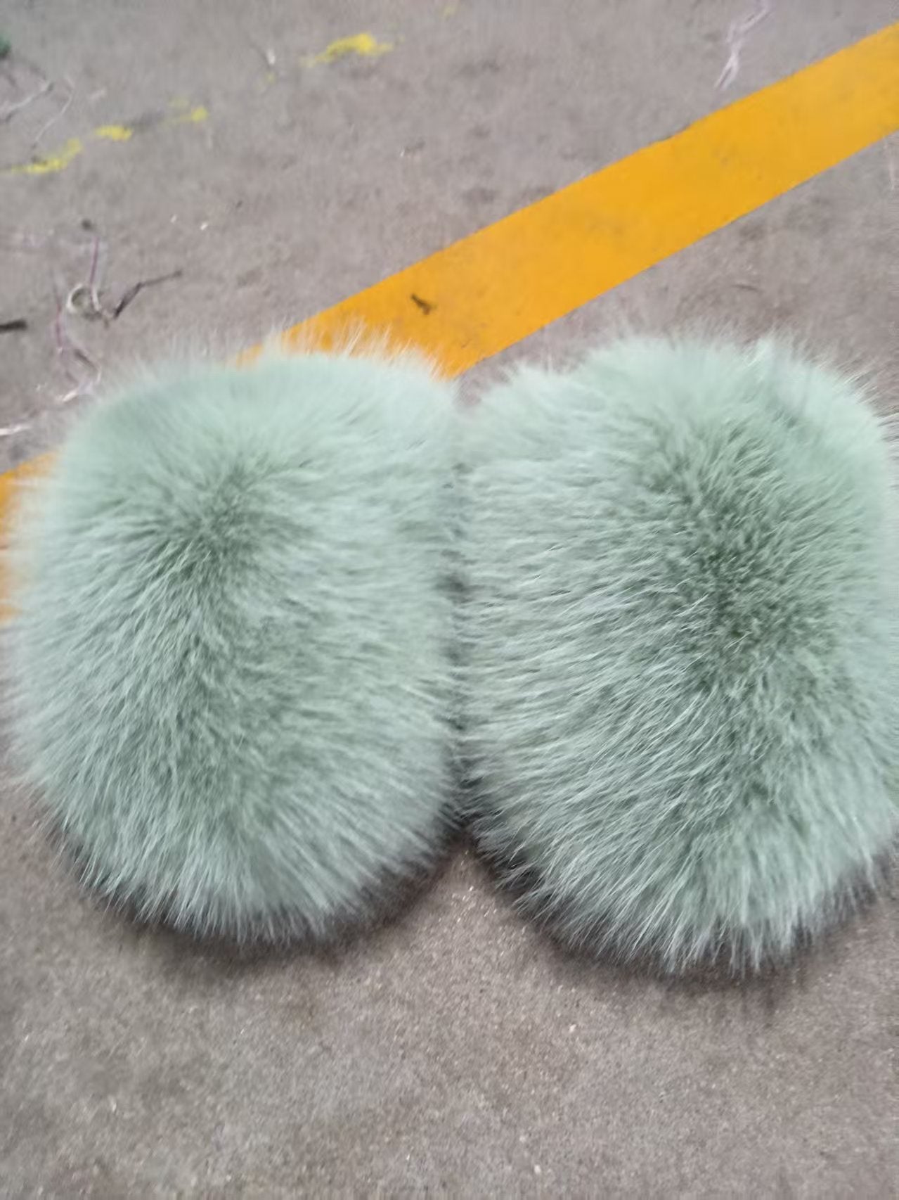 Kvinde Plus-size Ensfarvede Fluffy Store Pelsede Hjemmesko