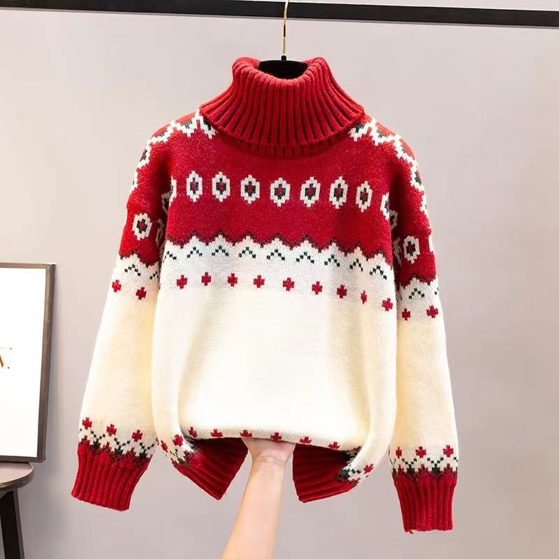Loose Christmas Turtleneck Female Knitting Sweater