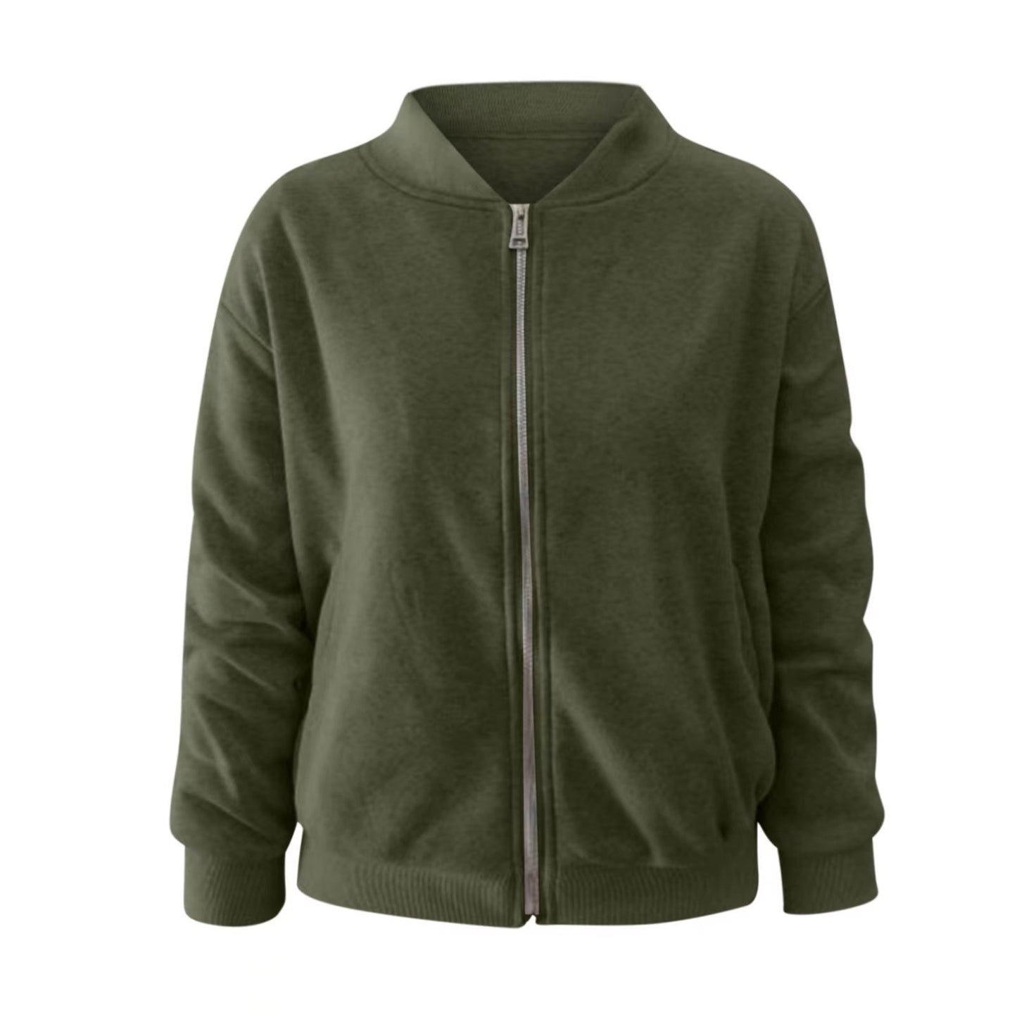 Women's Fashion Solid Color Zipper Jacket Coat