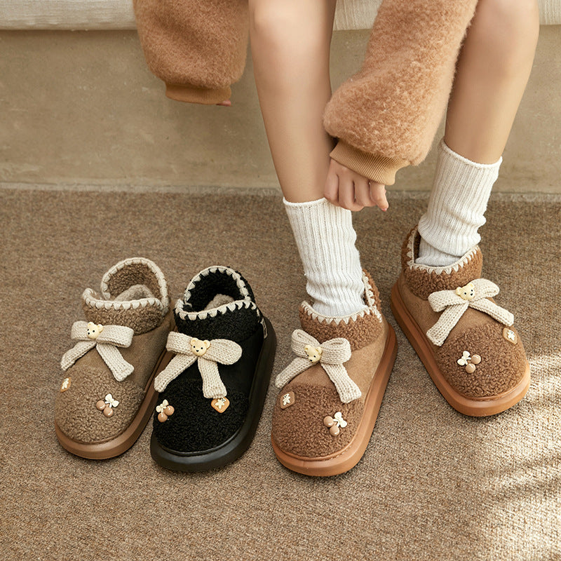 Height Increasing Non-slip Thick Bottom And Warm Keeping Cotton Slippers