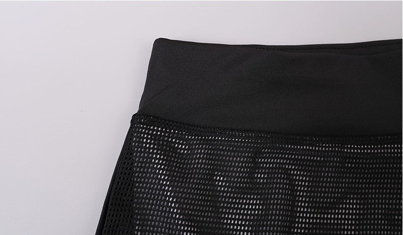 Mesh fake two yoga pants