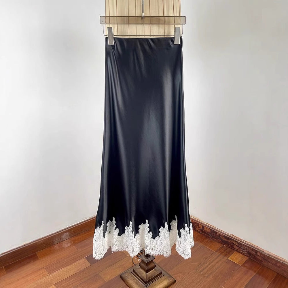 Elegant Lace Stitching Hip Long Dress For Women