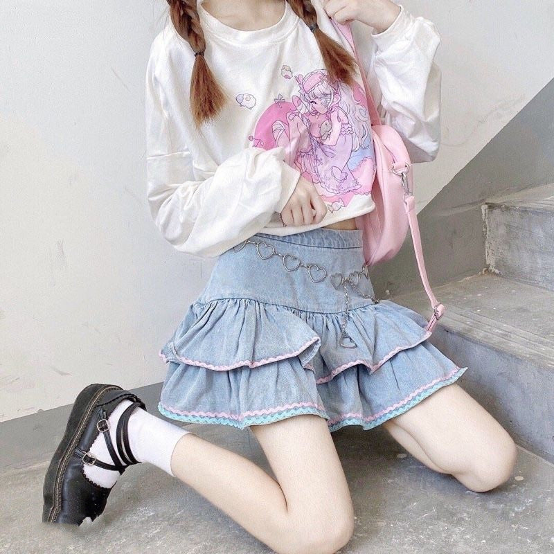 Cowboy Cake Short Skirt Sweet Girl Cute High Waist