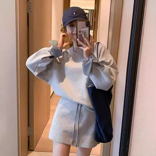Long-sleeve Top And Skirt Set Top And Skirt