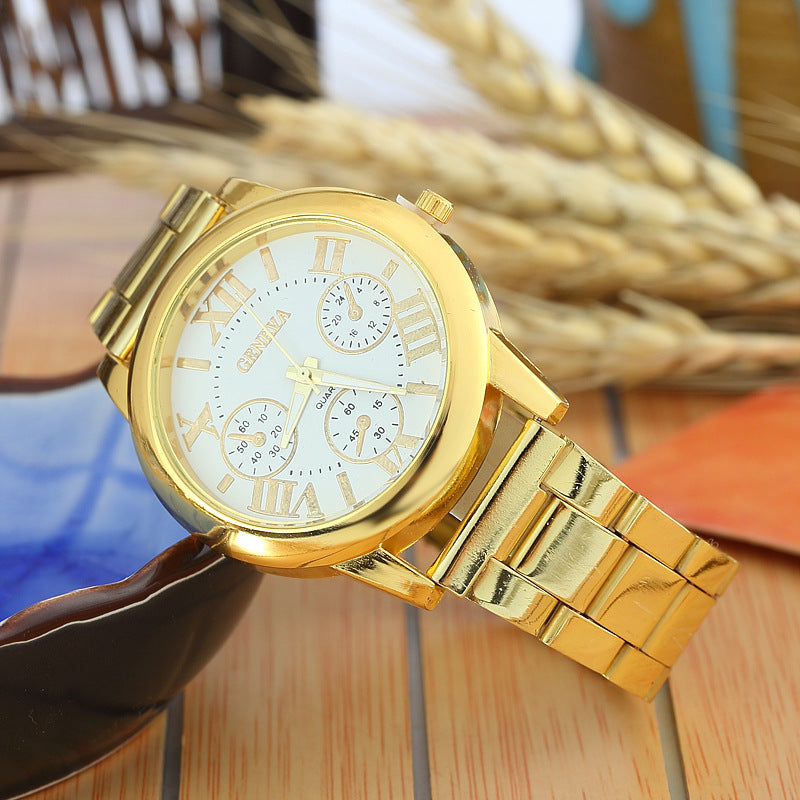 Quartz watch with steel strap