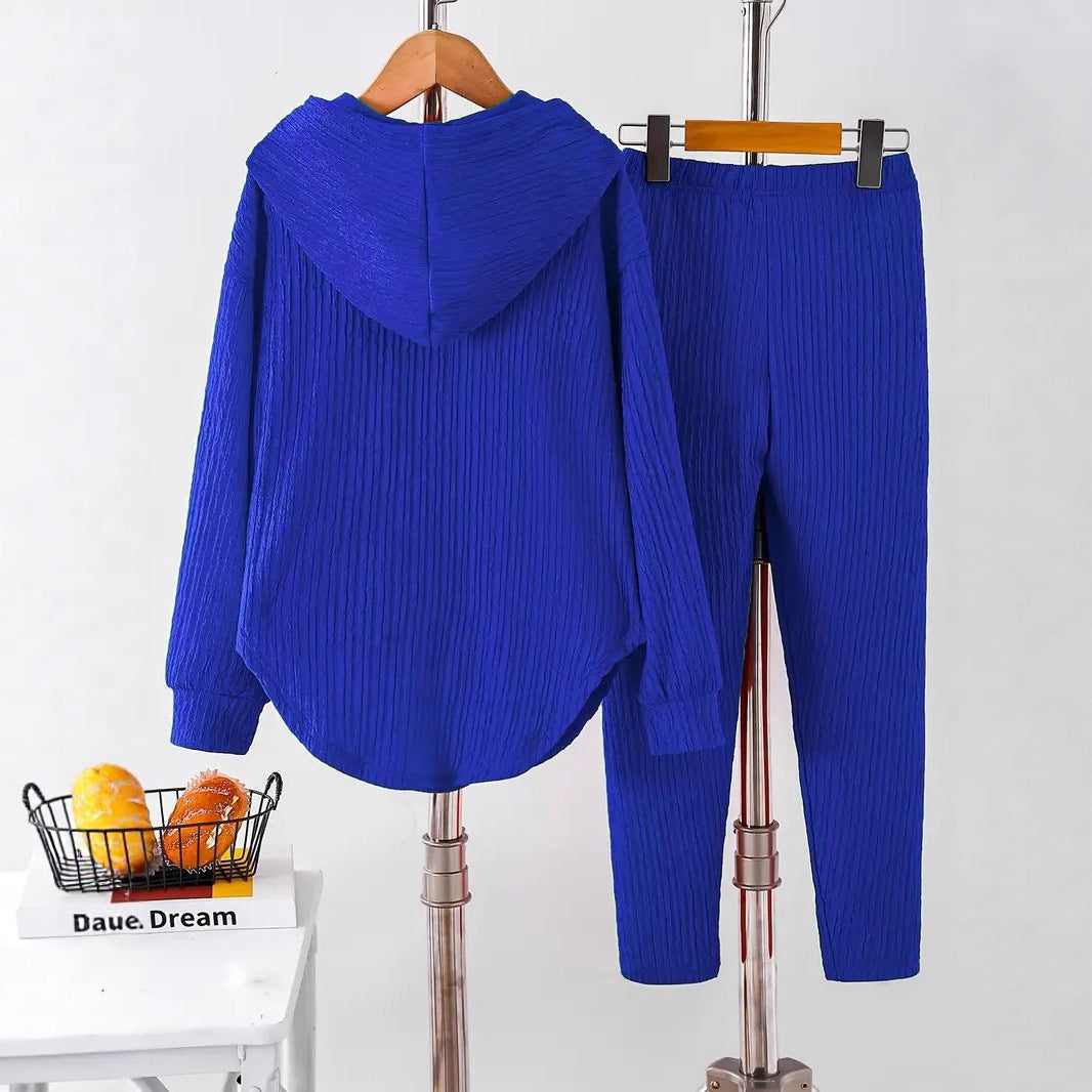 Casual Women's Long Sleeve Hooded Sweatshirt And Pants Two-Piece Set