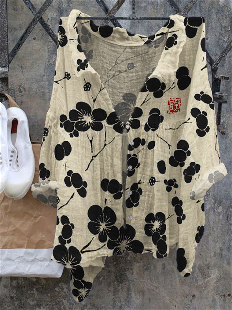 Amazon Cross-border New Arrival Fashion Women's Shirt Natural Landscape Avatar Print