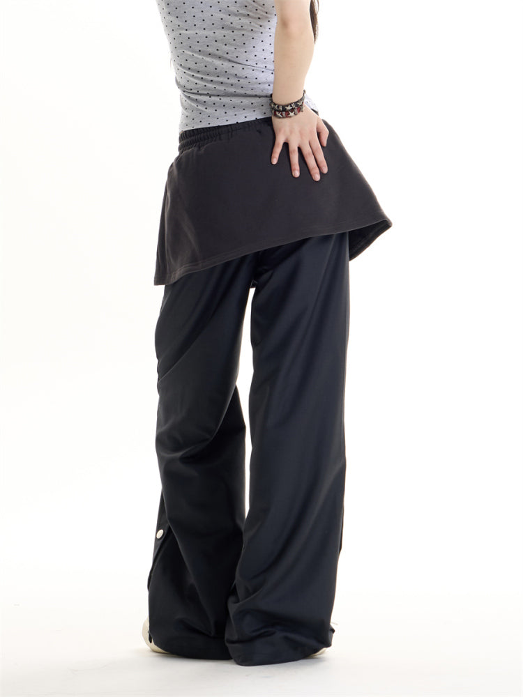American Retro Hot Girl Style Fake Two-piece Design Casual Pants