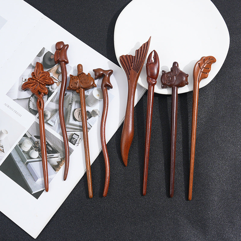 Wooden Women's Chinese Style Headdress Animal Hairpin