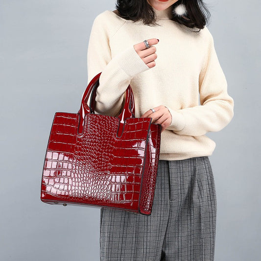 Fashion One-shoulder Diagonal Cross Portable Style Crocodile Pattern
