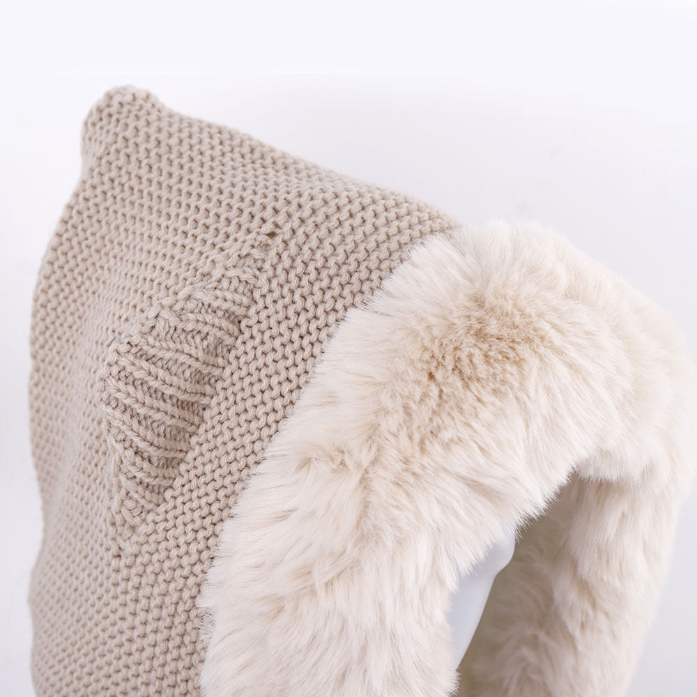 Cute Ears Thick Wool Hat Cape