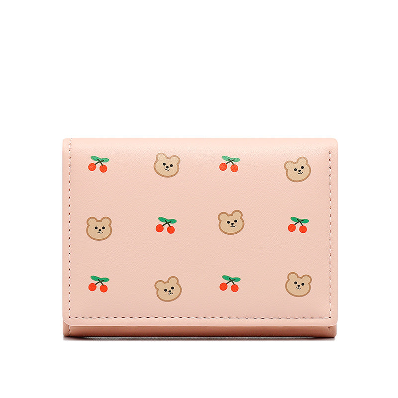 Short Wallet Cute Bear Cherry Mini
