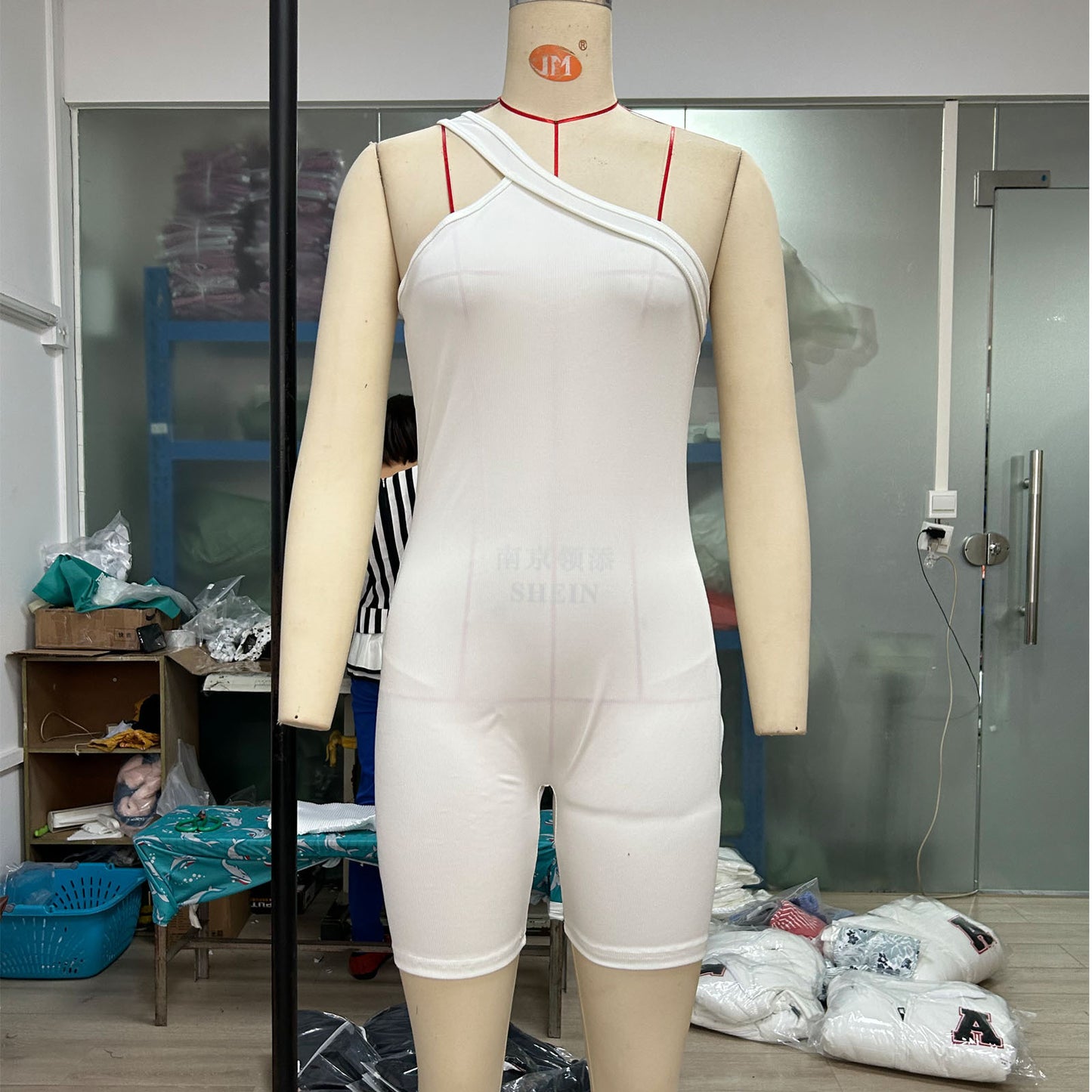 Women's Fashion Casual Thread One Shoulder Sleeveless Slim Fit Hip Raise Jumpsuit