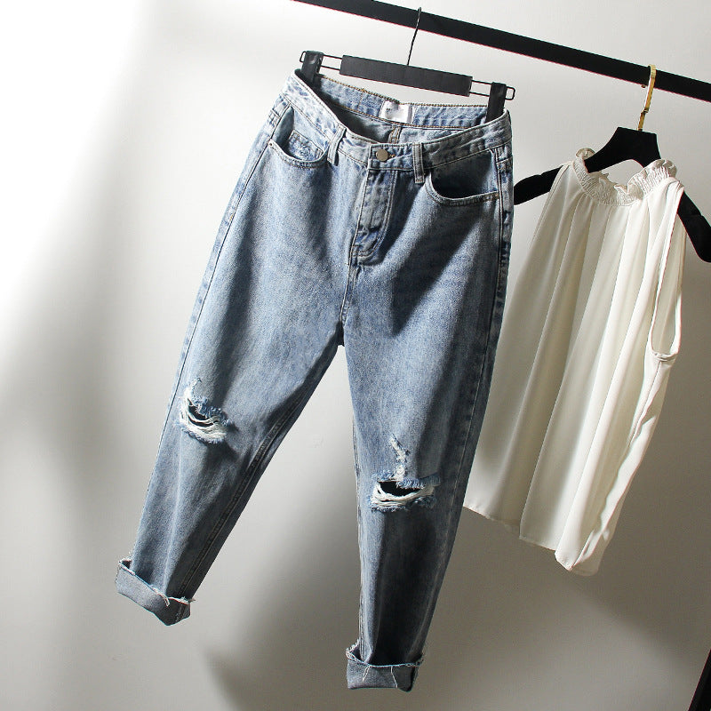 Oversized women's ripped jeans