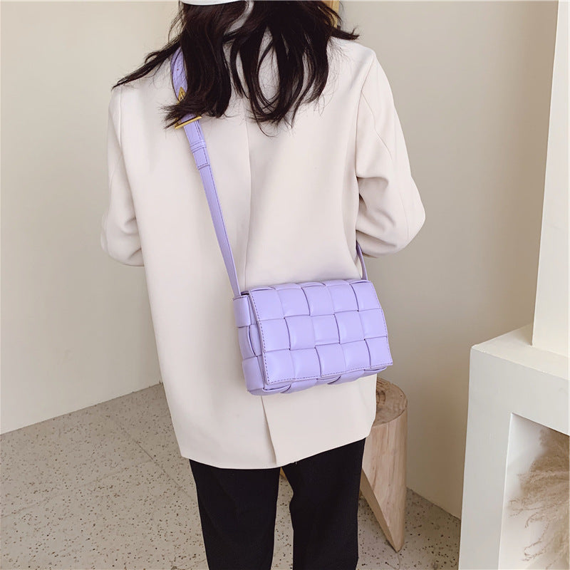 Personalized woven shoulder messenger small square bag
