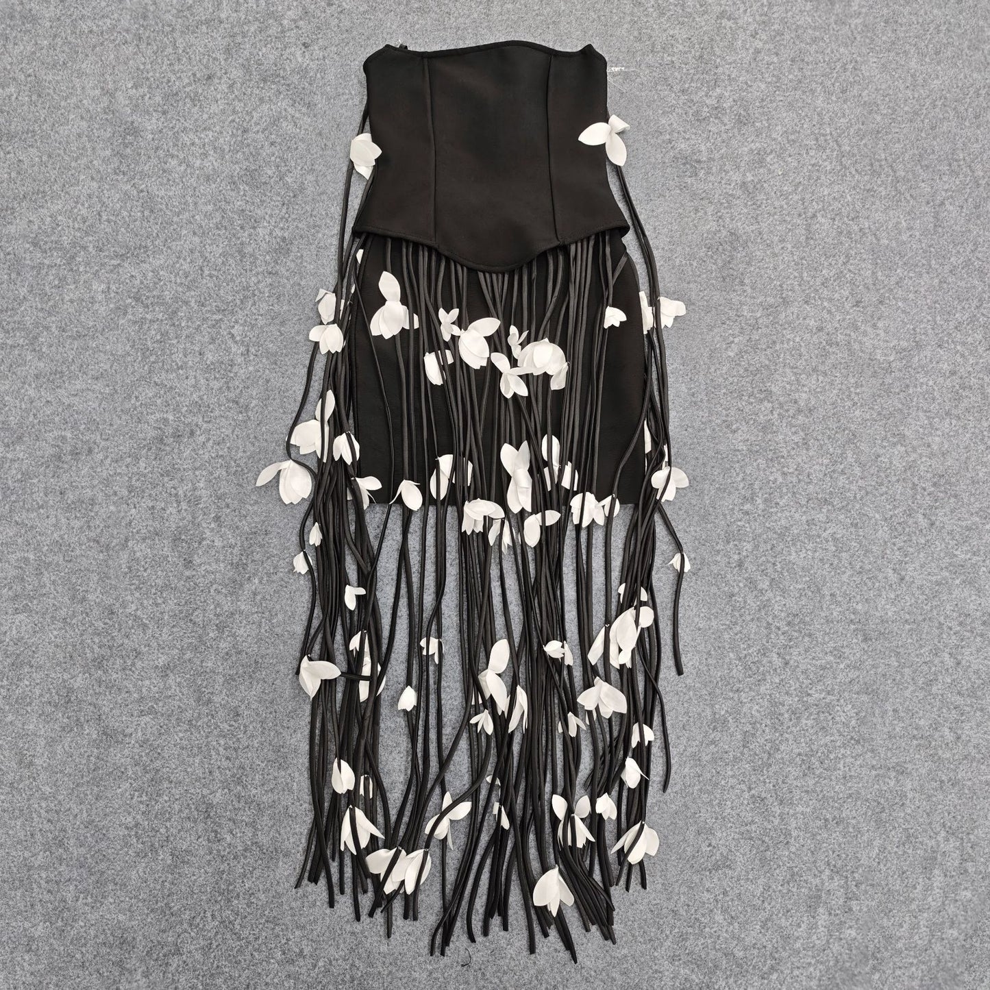 Women's European And American-style Sexy Strapless Tassel Bodycon Dress