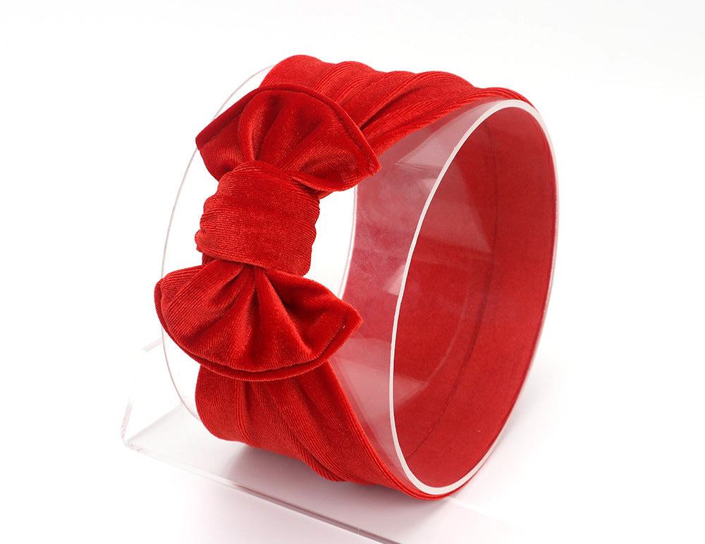 Baby Lace-up Gold Velvet Fat Bow Hair Band