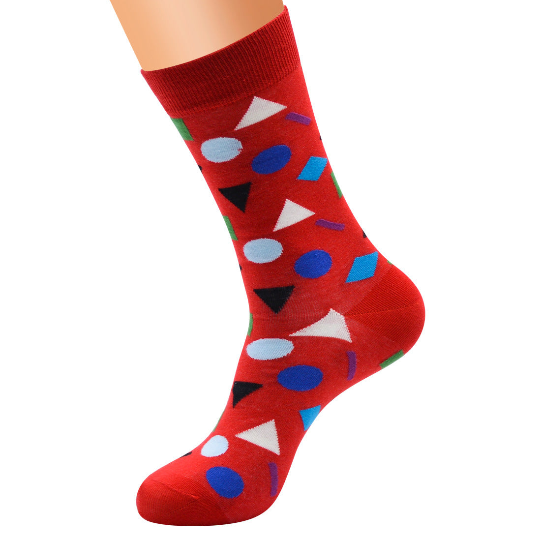 Geometric Contrast Color Personalized Foreign Trade Men's Cotton Long Socks