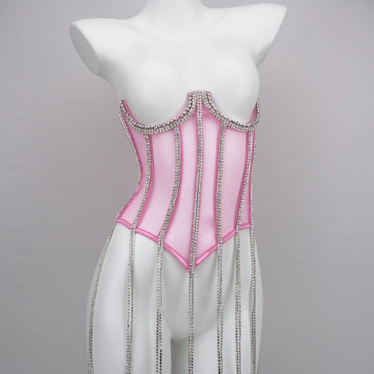 Bright Rhinestone Vest Transparent Lace Bra Hot Girl Women's Outer Wear