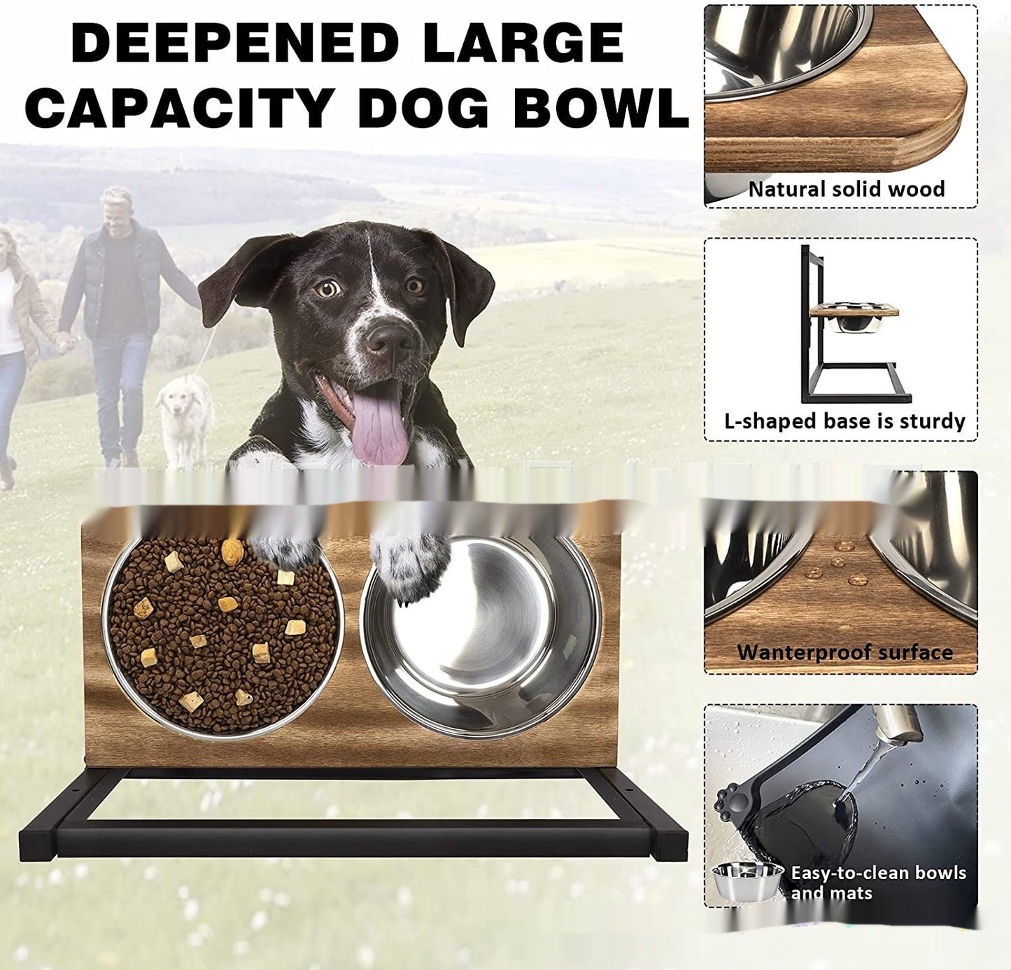 Large 5-inch 9-inch 13-inch 2 Dog Food Water Bowl