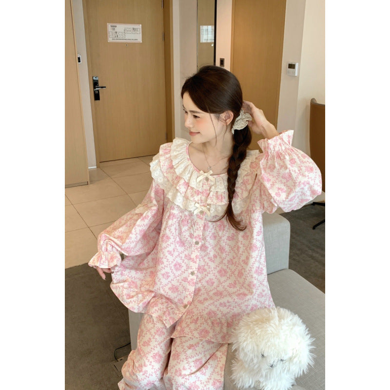 Romantic Floral Loungewear Set For All Four Seasonsloose-fitting And Super Comfortable